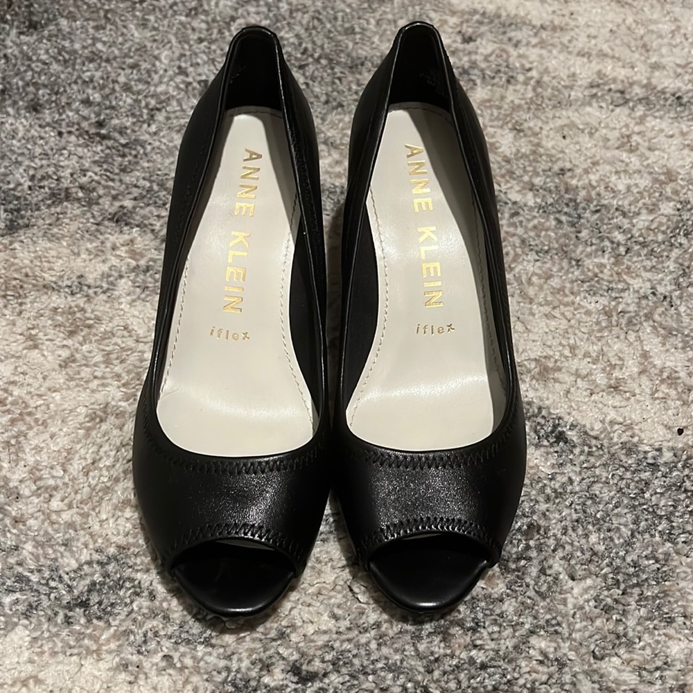 Peep Toe Black Block Heels